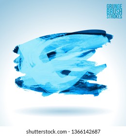 Blue brush stroke and texture. Grunge vector abstract hand - painted element. Underline and border design.