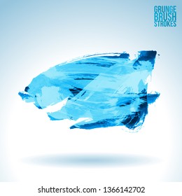 Blue brush stroke and texture. Grunge vector abstract hand - painted element. Underline and border design.