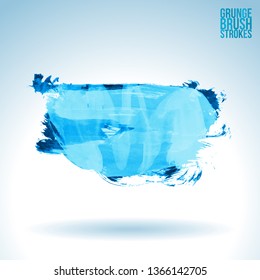 Blue brush stroke and texture. Grunge vector abstract hand - painted element. Underline and border design.