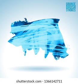Blue brush stroke and texture. Grunge vector abstract hand - painted element. Underline and border design.