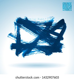 Blue brush stroke and texture. Grunge vector abstract hand - painted element. Underline and border design.