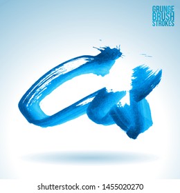 Blue brush stroke and texture. Grunge vector abstract hand - painted element. Underline and border design.