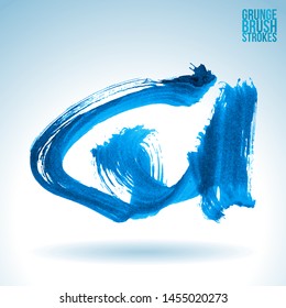 Blue brush stroke and texture. Grunge vector abstract hand - painted element. Underline and border design.