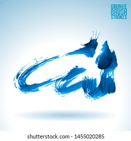 Blue brush stroke and texture. Grunge vector abstract hand - painted element. Underline and border design.