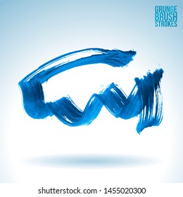 Blue brush stroke and texture. Grunge vector abstract hand - painted element. Underline and border design.