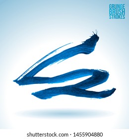 Blue brush stroke and texture. Grunge vector abstract hand - painted element. Underline and border design.