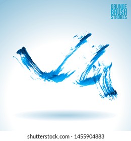 Blue brush stroke and texture. Grunge vector abstract hand - painted element. Underline and border design.