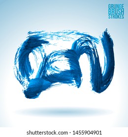 Blue brush stroke and texture. Grunge vector abstract hand - painted element. Underline and border design.