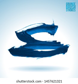 Blue brush stroke and texture. Grunge vector abstract hand - painted element. Underline and border design.