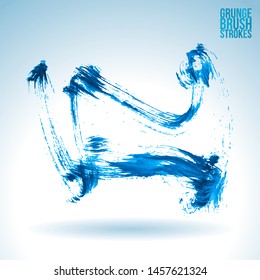Blue brush stroke and texture. Grunge vector abstract hand - painted element. Underline and border design.