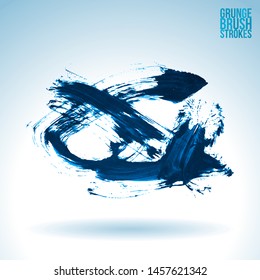 Blue brush stroke and texture. Grunge vector abstract hand - painted element. Underline and border design.