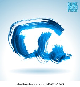 Blue brush stroke and texture. Grunge vector abstract hand - painted element. Underline and border design.