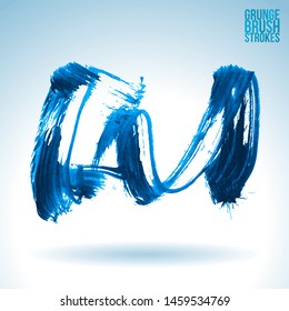 Blue brush stroke and texture. Grunge vector abstract hand - painted element. Underline and border design.