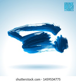 Blue brush stroke and texture. Grunge vector abstract hand - painted element. Underline and border design.