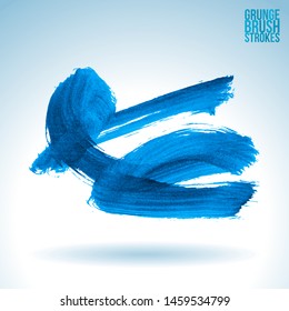 Blue brush stroke and texture. Grunge vector abstract hand - painted element. Underline and border design.