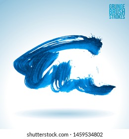 Blue brush stroke and texture. Grunge vector abstract hand - painted element. Underline and border design.