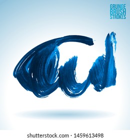 Blue brush stroke and texture. Grunge vector abstract hand - painted element. Underline and border design.