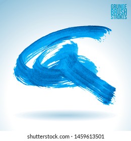 Blue brush stroke and texture. Grunge vector abstract hand - painted element. Underline and border design.
