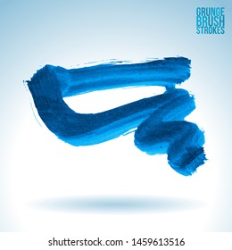 Blue brush stroke and texture. Grunge vector abstract hand - painted element. Underline and border design.