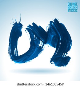 Blue brush stroke and texture. Grunge vector abstract hand - painted element. Underline and border design.
