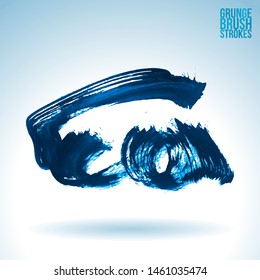 Blue brush stroke and texture. Grunge vector abstract hand - painted element. Underline and border design.