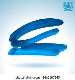 Blue brush stroke and texture. Grunge vector abstract hand - painted element. Underline and border design.