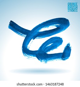 Blue brush stroke and texture. Grunge vector abstract hand - painted element. Underline and border design.