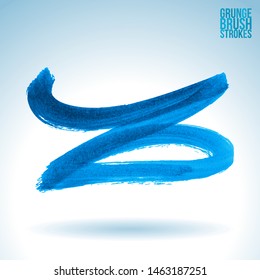 Blue brush stroke and texture. Grunge vector abstract hand - painted element. Underline and border design.