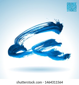 Blue brush stroke and texture. Grunge vector abstract hand - painted element. Underline and border design.