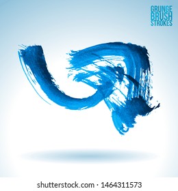 Blue brush stroke and texture. Grunge vector abstract hand - painted element. Underline and border design.