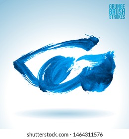 Blue brush stroke and texture. Grunge vector abstract hand - painted element. Underline and border design.
