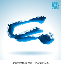 Blue brush stroke and texture. Grunge vector abstract hand - painted element. Underline and border design.