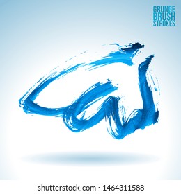 Blue brush stroke and texture. Grunge vector abstract hand - painted element. Underline and border design.