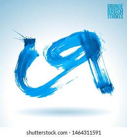 Blue brush stroke and texture. Grunge vector abstract hand - painted element. Underline and border design.