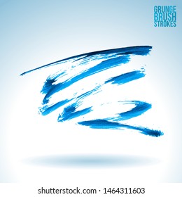 Blue brush stroke and texture. Grunge vector abstract hand - painted element. Underline and border design.