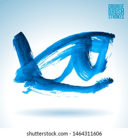 Blue brush stroke and texture. Grunge vector abstract hand - painted element. Underline and border design.