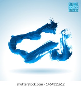 Blue brush stroke and texture. Grunge vector abstract hand - painted element. Underline and border design.