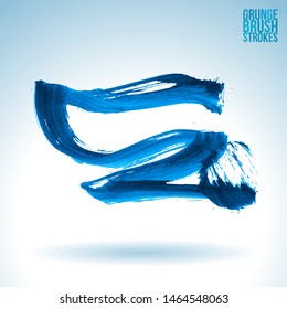 Blue brush stroke and texture. Grunge vector abstract hand - painted element. Underline and border design.