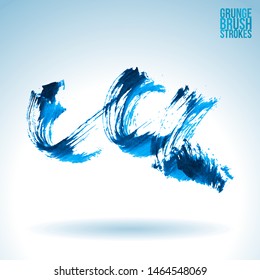 Blue brush stroke and texture. Grunge vector abstract hand - painted element. Underline and border design.