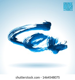 Blue brush stroke and texture. Grunge vector abstract hand - painted element. Underline and border design.