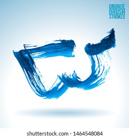 Blue brush stroke and texture. Grunge vector abstract hand - painted element. Underline and border design.