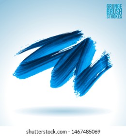 Blue brush stroke and texture. Grunge vector abstract hand - painted element. Underline and border design.