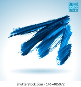 Blue brush stroke and texture. Grunge vector abstract hand - painted element. Underline and border design.