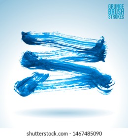 Blue brush stroke and texture. Grunge vector abstract hand - painted element. Underline and border design.