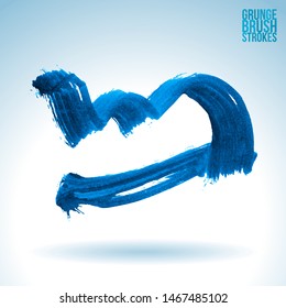 Blue brush stroke and texture. Grunge vector abstract hand - painted element. Underline and border design.