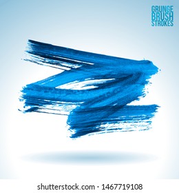 Blue brush stroke and texture. Grunge vector abstract hand - painted element. Underline and border design.