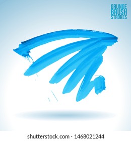 Blue brush stroke and texture. Grunge vector abstract hand - painted element. Underline and border design.