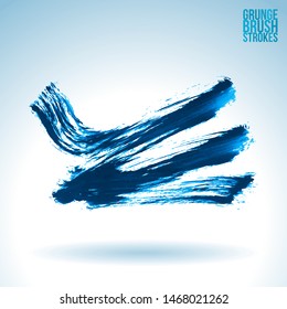 Blue brush stroke and texture. Grunge vector abstract hand - painted element. Underline and border design.