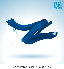 Blue brush stroke and texture. Grunge vector abstract hand - painted element. Underline and border design.