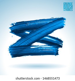 Blue brush stroke and texture. Grunge vector abstract hand - painted element. Underline and border design.
